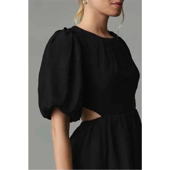 Moon River Open-Back Puff-Sleeve Mini Dress In Black M - Picture 2 of 8